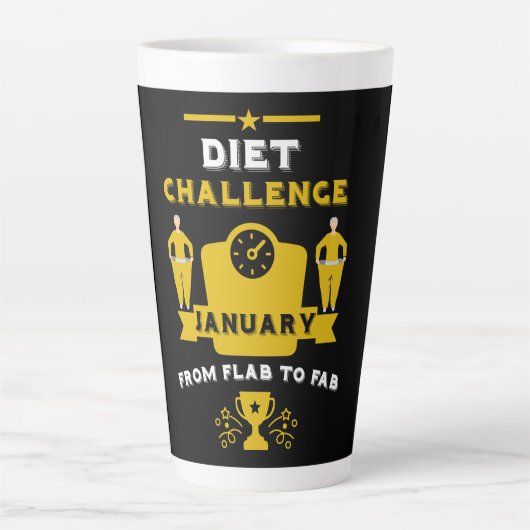 Tasse Latte Janvier Perte de poids Félicitations (Devant)
