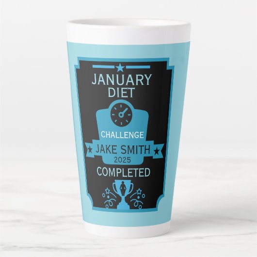Tasse Latte Janvier Perte de poids Félicitations (Devant)