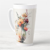 Tasse Latte Jar rose orange jaune de fleurs #11 (Angle gauche)