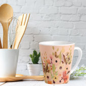 Tasse Latte Jardin de fleurs aquarelles abricot