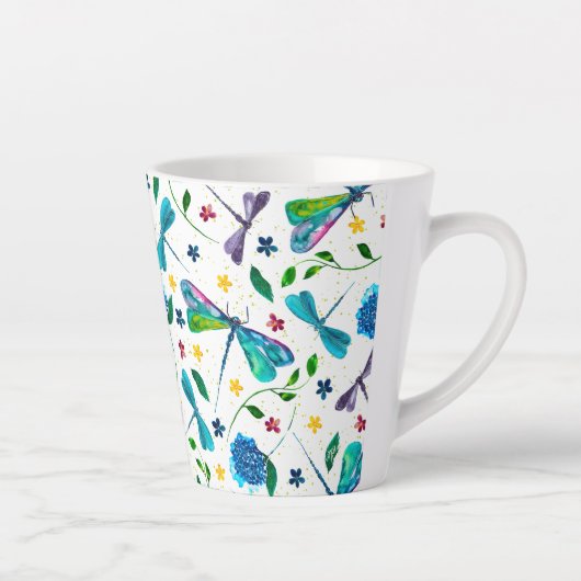 Tasse Latte Jardin de la libellule de couleur d'eau-flottaison (Droite)