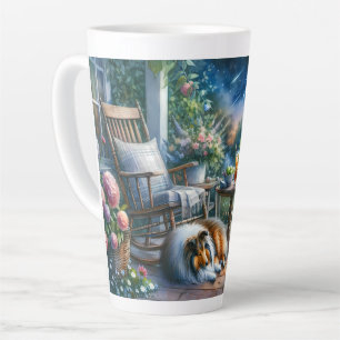 Tasse Latte Jardin étoilé sous le porche de la maison Sheltie 