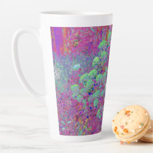 Tasse Latte Jardin magenta avec fleurs d'hortensia aqua