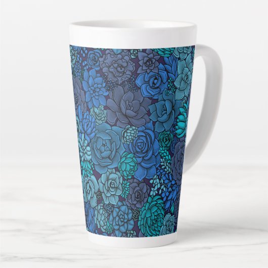 Tasse Latte Jardin succulent en bleu (Angle droit)