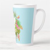 Tasse Latte Jardin tropical Monogramme bleu (Droite)