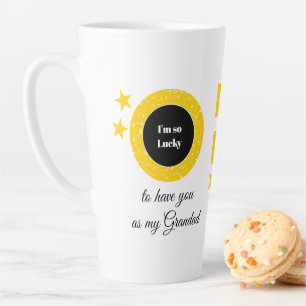 Tasse Latte Jaune blanc tellement chanceux Papy avec photo