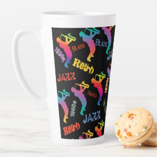 Tasse Latte Jazz Musiciens Retro Music POP ART Rainbow