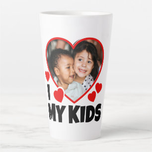 Tasse Latte J'Coeur Mes Enfants Photo Personnalisée