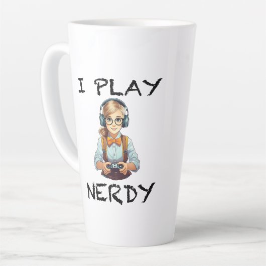 Tasse Latte Je joue à la fille de joueur de nerdy (Angle gauche)