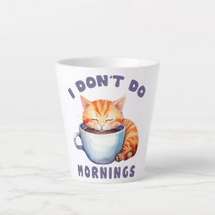 Tasse Latte Je ne fais pas les matins - Chat orange mignon ave
