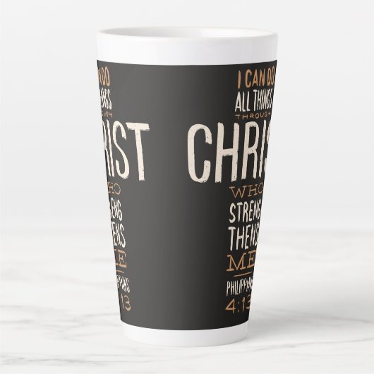 Tasse Latte Je Peux Faire Toutes Les Choses À Travers Le Chris (Devant)