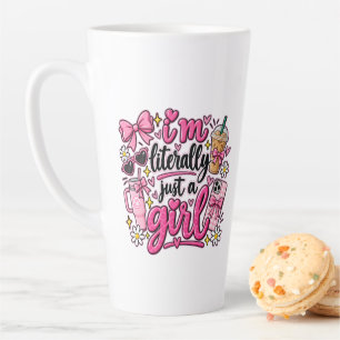Tasse Latte Je Suis Littéralement Juste Une Fille Rose Art Est
