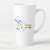 Tasse Latte Je t'aime. Texte décoratif. (Droite)