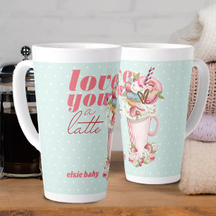 Tasse Latte Je t'aime un Latte Mignon Traités Sucrés Rétro