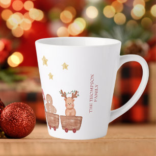 Tasse Latte Je vous souhaite une joyeuse aquarelle de Noël