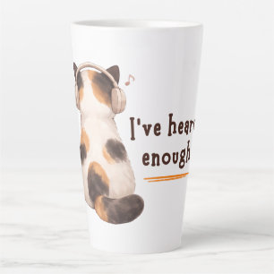 Tasse Latte "J'en ai entendu assez" Chat portant un casque
