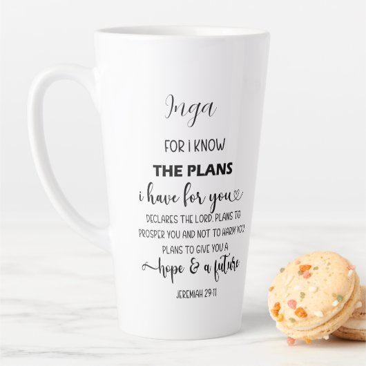 Tasse Latte Jeremiah 29:11 Script Style Bible Verse Avec Nom (En situation)
