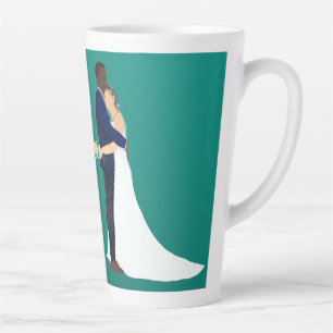 Tasse Latte Jeune couple marié, variation de tons de peau 3