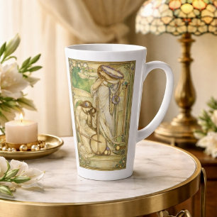 Tasse Latte Jeunes Filles Musiciennes Art Nouveau Illustration
