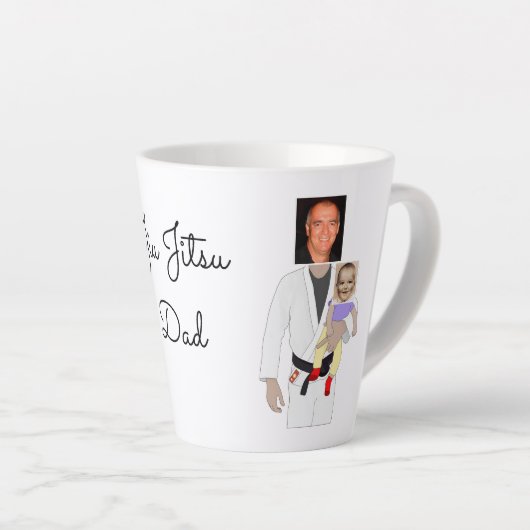 Tasse Latte Jiu Jitsu Papa photos personnalisées et texte manu (Angle droit)