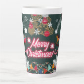 Tasse Latte Joie à feuillage persistant de Noël (Devant)