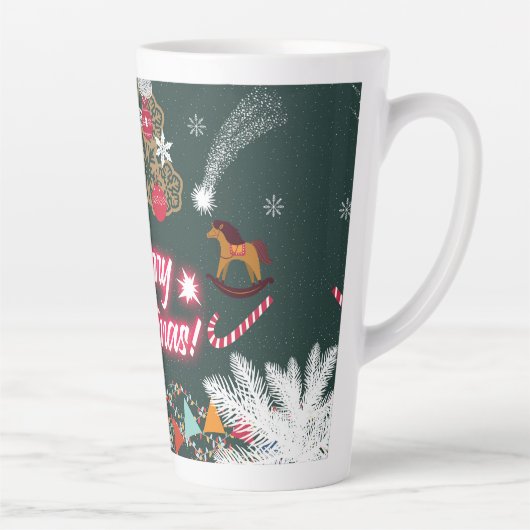Tasse Latte Joie à feuillage persistant de Noël (Droite)