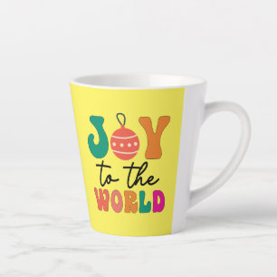Tasse Latte Joie au monde Typographie de Noël colorée