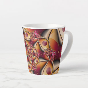 Tasse Latte Joie Colorée Abstrait Orange Rouge Fantaisie Fract