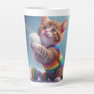 Tasse Latte Joli Art numérique Rainbow Kitty