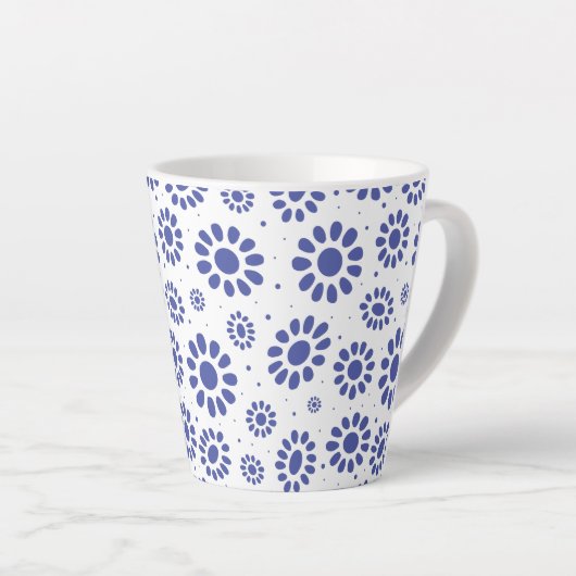 Tasse Latte Joli bleu blanc Abstrait Motif marguerite (Angle droit)