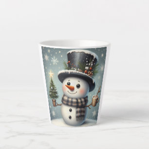 Tasse Latte Joli bonhomme de neige fantaisiste de Noël/hiver