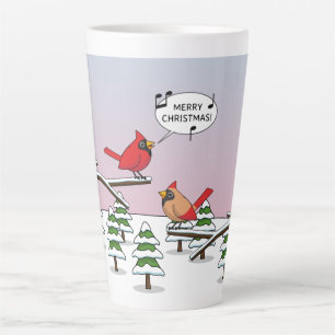 Tasse Latte Joli Cardinal Rouge chanter Joyeux Noël