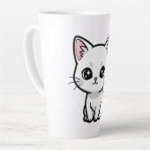 Tasse Latte Joli Chat Blanc (Angle gauche)