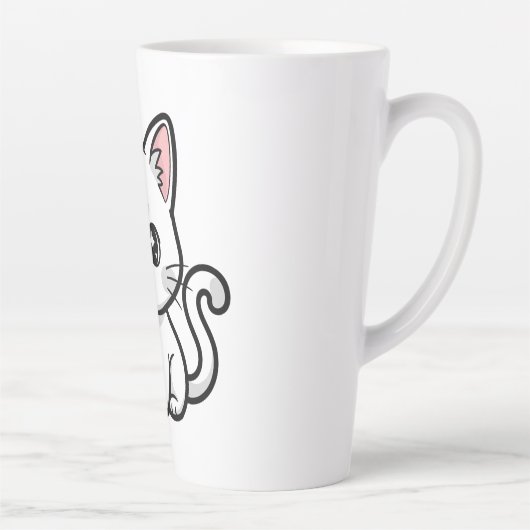 Tasse Latte Joli Chat Blanc (Droite)