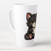 Tasse Latte Joli Chat Noir avec Café (Angle gauche)