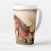 Tasse Latte Joli cheval Brown et Fleur sauvage (Angle droit)
