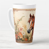 Tasse Latte Joli cheval Brown et Fleur sauvage (Angle gauche)