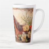 Tasse Latte Joli cheval Brown et Fleur sauvage (Droite)
