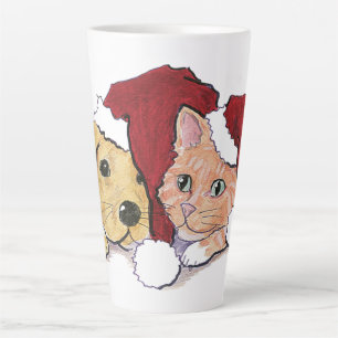 Tasse Latte Joli Christmas Labrador Puppy et Orange Tabby