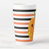 Tasse Latte Joli Citrouille Halloween Fall Orange Black Stripe (Devant)