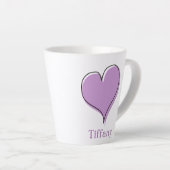 Tasse Latte Joli coeur de Doodle pourpre (Angle droit)
