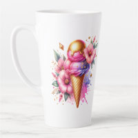 Joli cône de crème glacée rose et or personnalisé