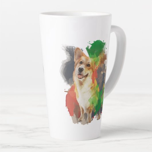 Tasse Latte Joli Corgi. (Angle droit)