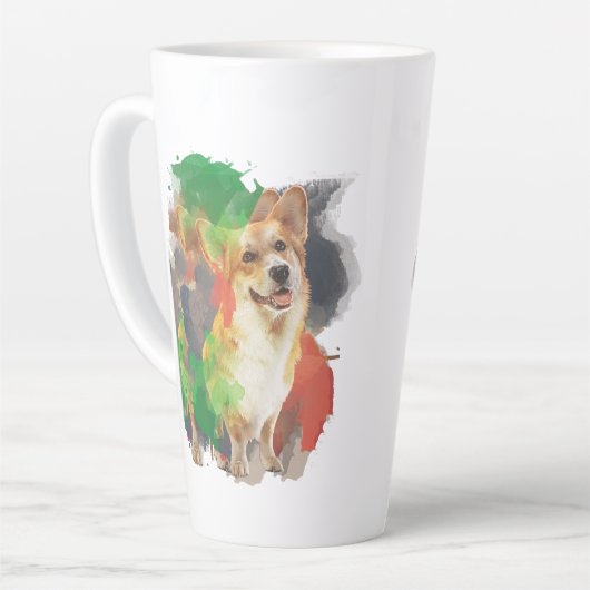 Tasse Latte Joli Corgi. (Angle gauche)