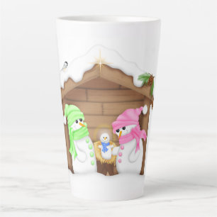 Tasse Latte Joli crèche de Noël bonhomme de neige