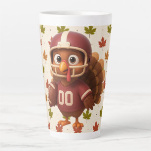 Tasse Latte Joli dindon de football du jour de Thanksgiving