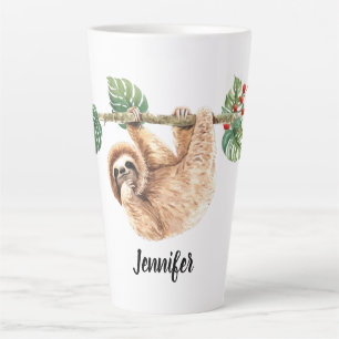 Tasse Latte Joli fentes accroché à l'aquarelle vers le bas
