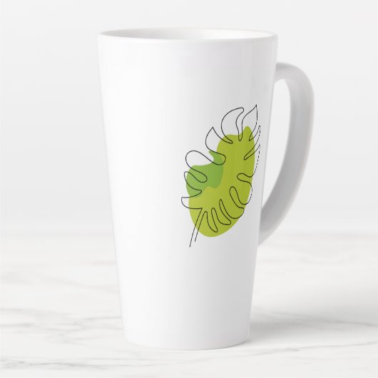 Tasse Latte Joli feuillage isolé tropical à une ligne (Angle droit)