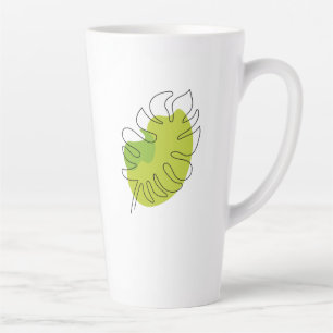 Tasse Latte Joli feuillage isolé tropical à une ligne