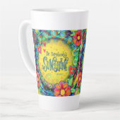 Tasse Latte Joli floral soleil brillant jaune Inspirivité (Angle gauche)